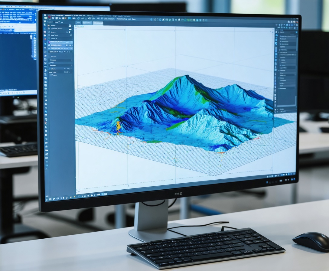 3D модель ландшафтного проекта на экране