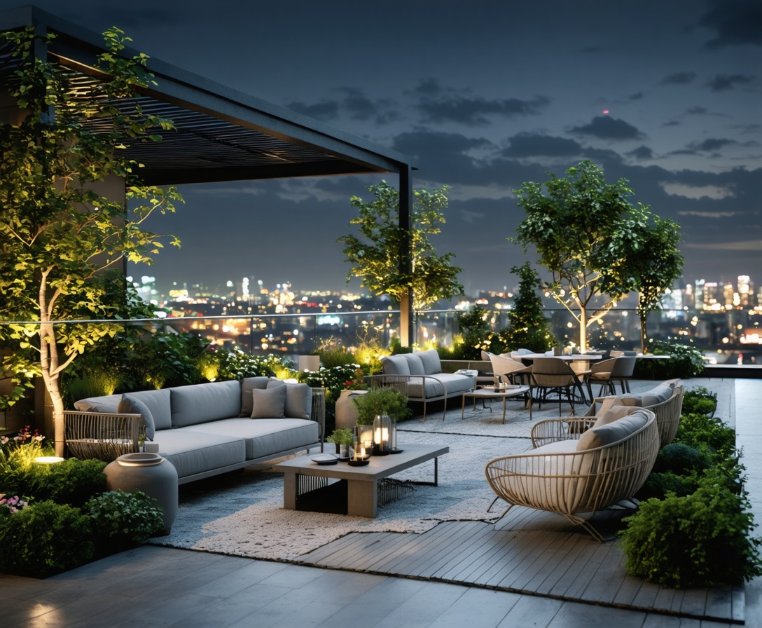 Визуализация террасы на крыше с современным озеленением